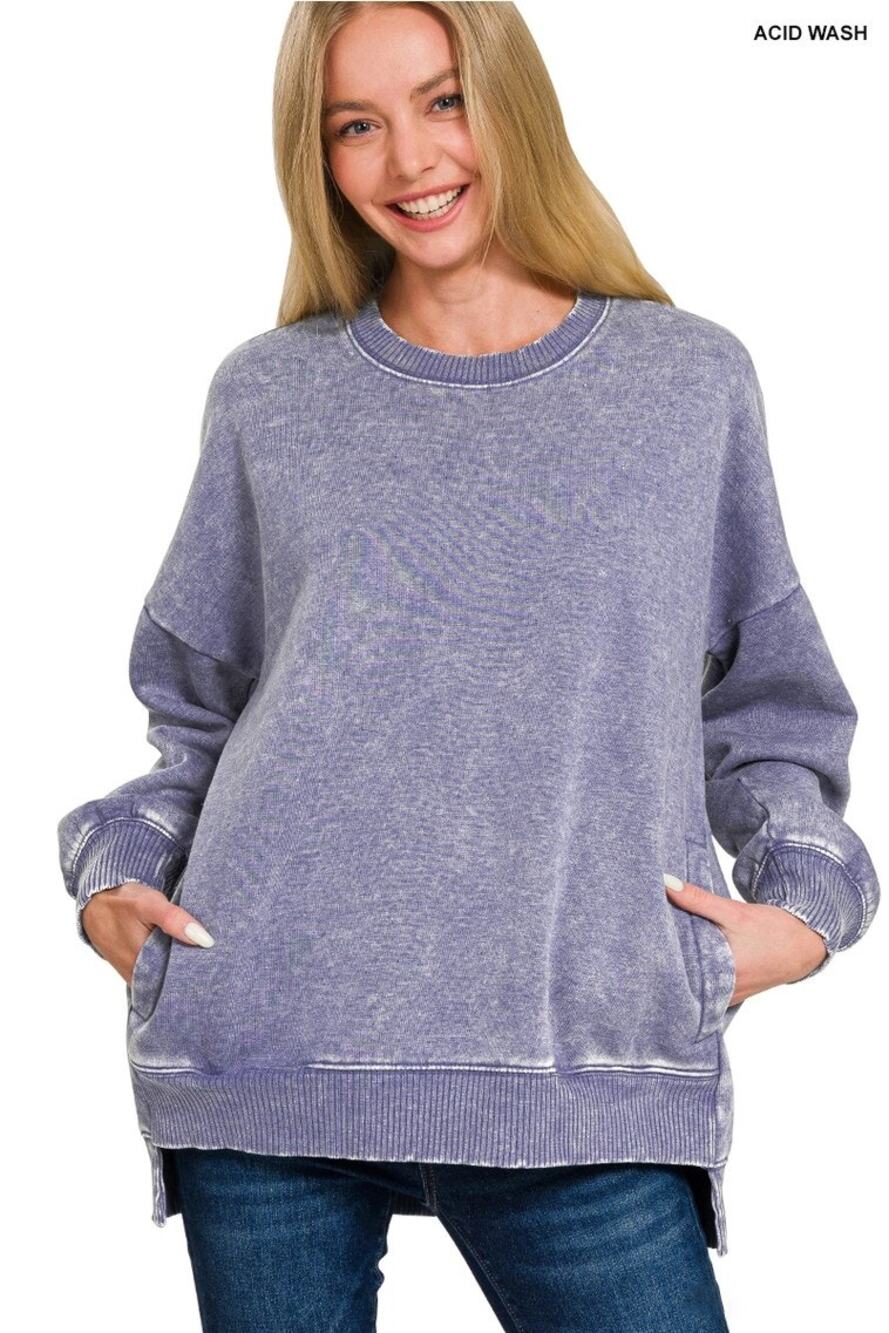 NWT Zenana 3874 High Low Sweatshirt Marlin Soft Split Hem Women’s Size Small
